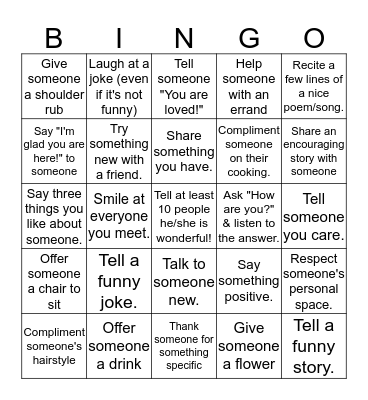 Affirmation Bingo  Bingo Card