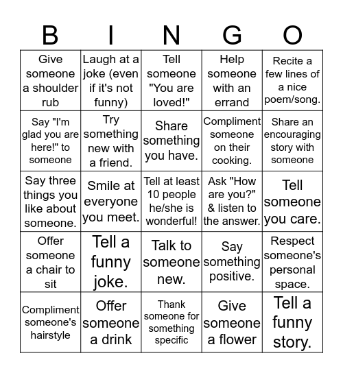 Affirmation Bingo  Bingo Card