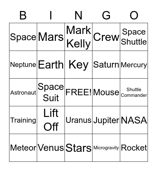 Mousetronaut  Bingo Card