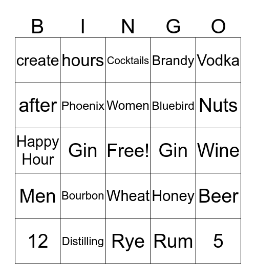 Whiskey Bingo Card