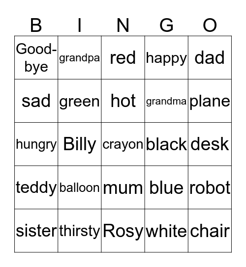 Bingo Family and Friends Bingo Card