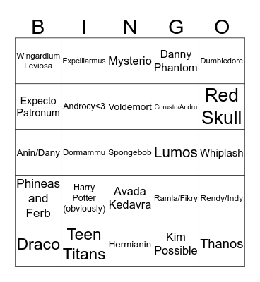 xzc Bingo Card