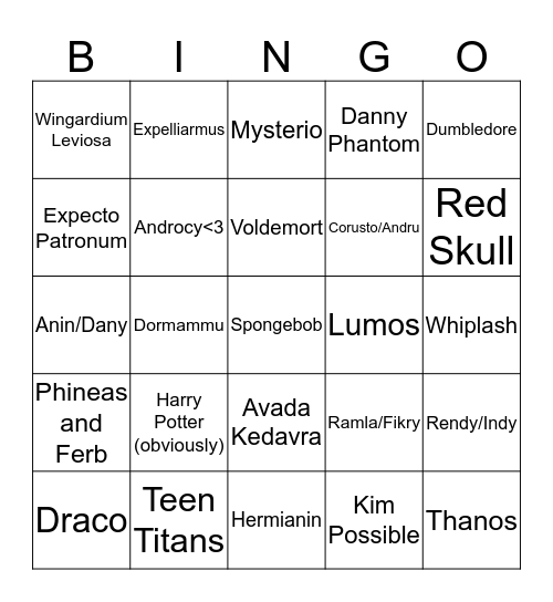 xzc Bingo Card