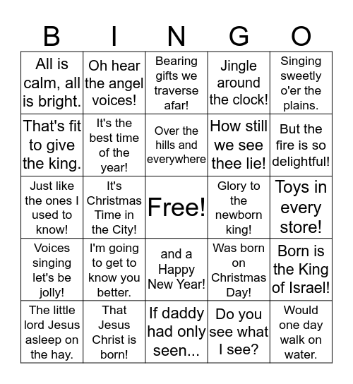 Finish that Christmas Tune Bingo Card