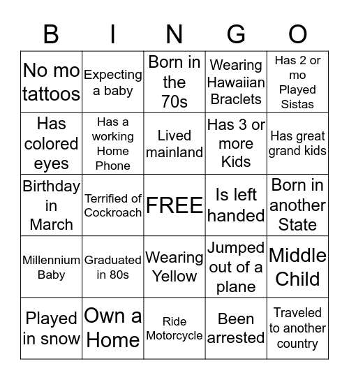 Icebreaker  Bingo Card