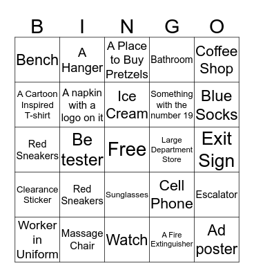 MALL BINGO!!! Bingo Card