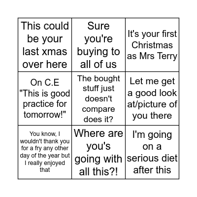 Christmas Bingo Card