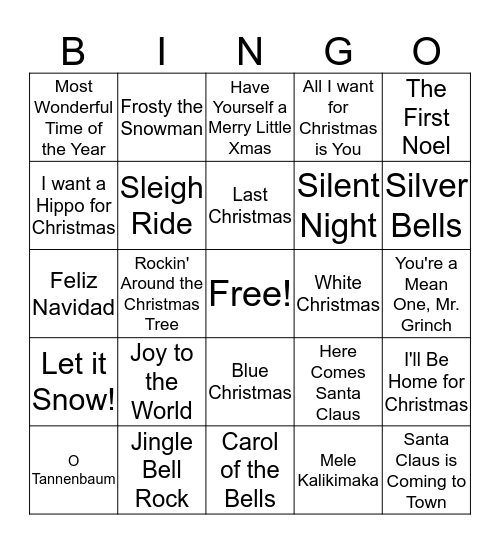 Christmas SINGO Bingo Card