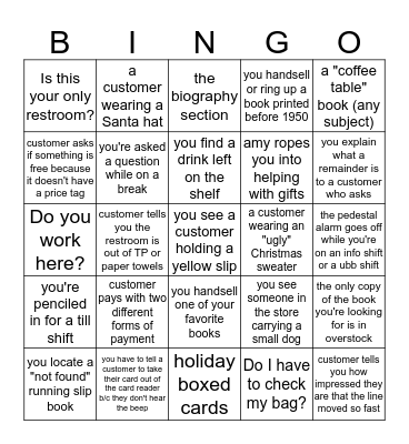 Hawthorne Holiday  Bingo Card