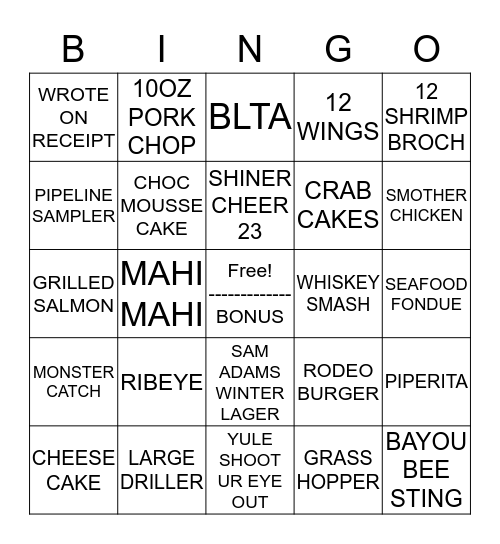 SERVERS - BONUS WHISTLEPIG SHOT Bingo Card