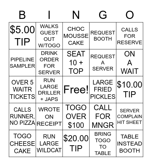 HOSTESS Bingo Card