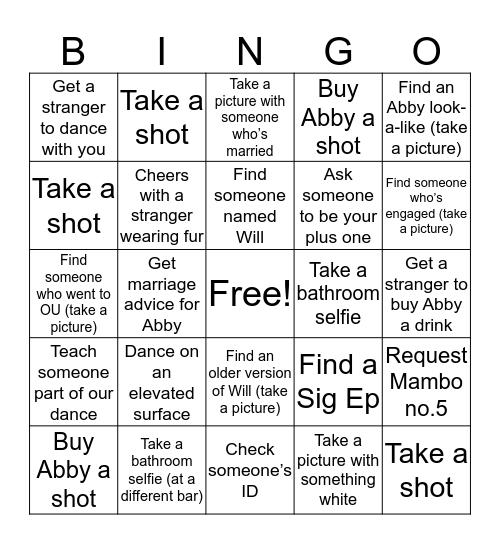 ABBY’S BACH Bingo Card