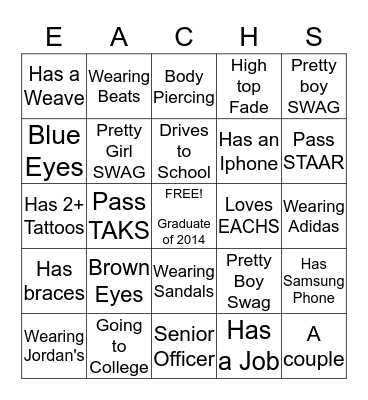 Class of 2014-Bingo Card