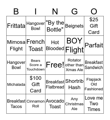 BRUNCH BINGO! Bingo Card