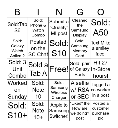 Sunday Bingo! v2 Bingo Card