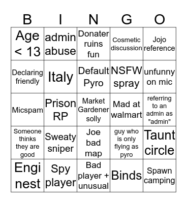 Walmart Bingo Card