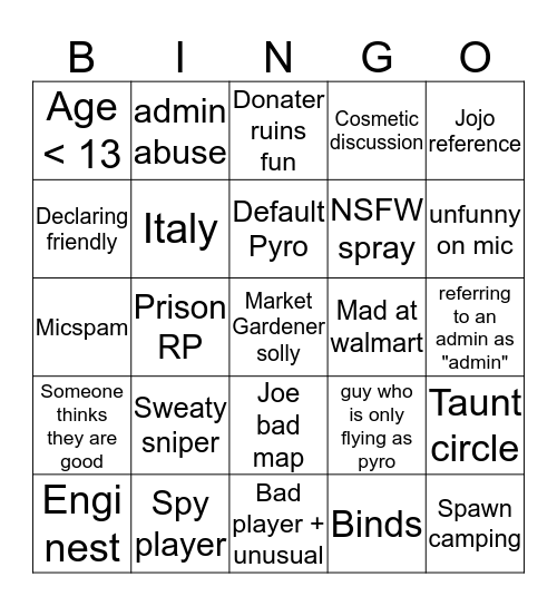 Walmart Bingo Card