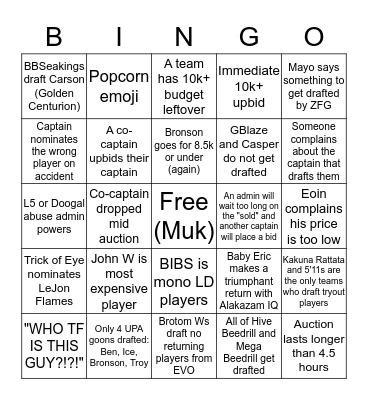 DPL S3 Auction Bingo Card