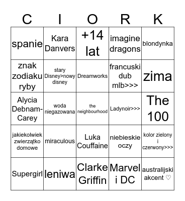 bingo o clork Bingo Card