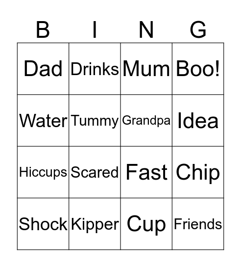 Spelling BINGO Card
