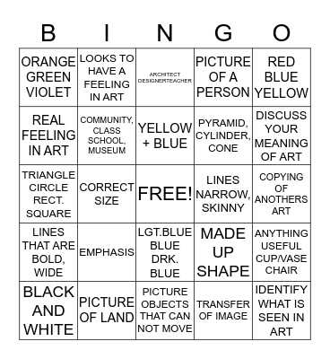 ART BINGO Card