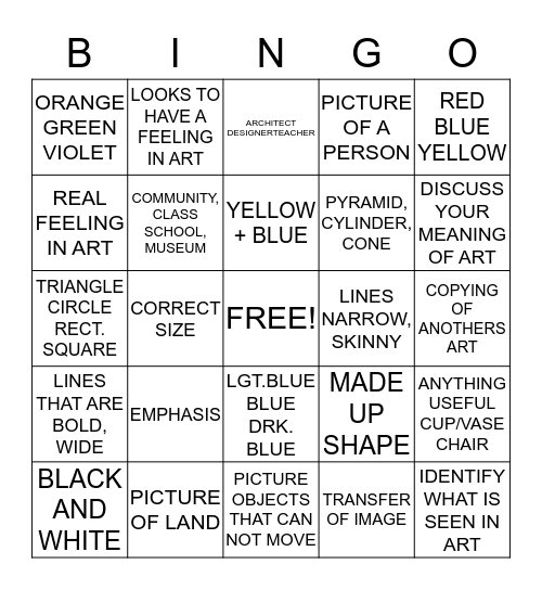 ART BINGO Card