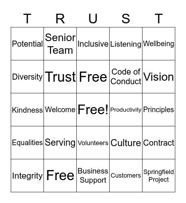 Code of Conduct Bingo Card