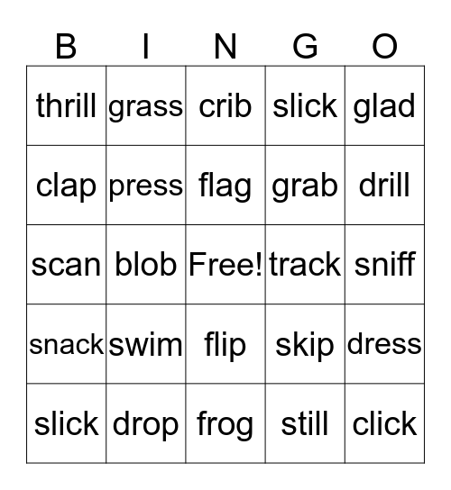 Phonics Bingo Card