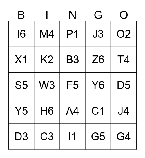 Present Simple Bingo Card
