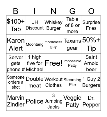 Rodeo Goat Bingo Card