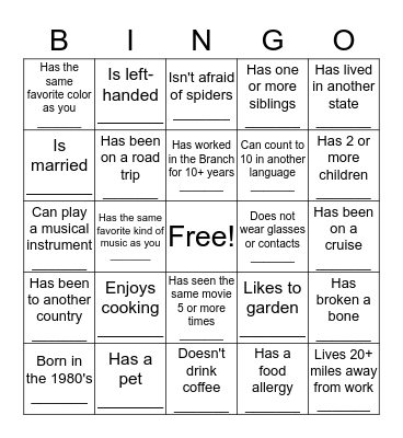 Jingle Mingle Bingo Card