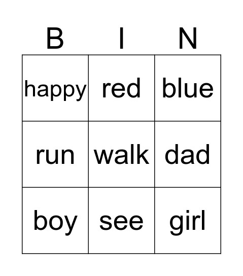 Tier One Bingo Card