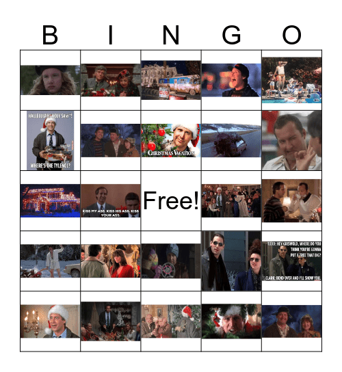 Christmas Vacation Bingo Card