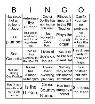 Sue's Birthday Bingo! Bingo Card