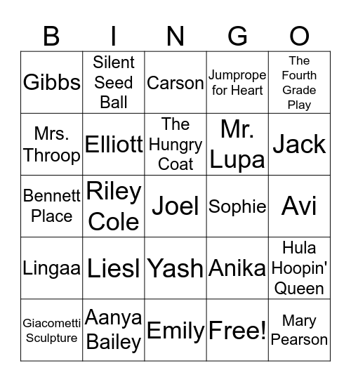 Lupa Lemurs Holiday Bingo Card