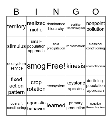 Earth Science Final Review Bingo Card