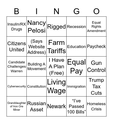 December Debate Bingo Card