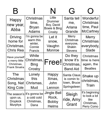 Kerstbingo SAMH 2019 Bingo Card