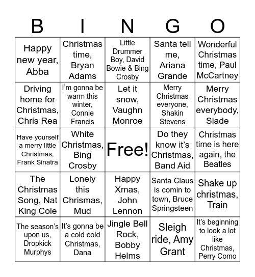 Kerstbingo SAMH 2019 Bingo Card