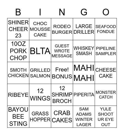 BONUS SQUARE - WHISTLEPIG  Bingo Card