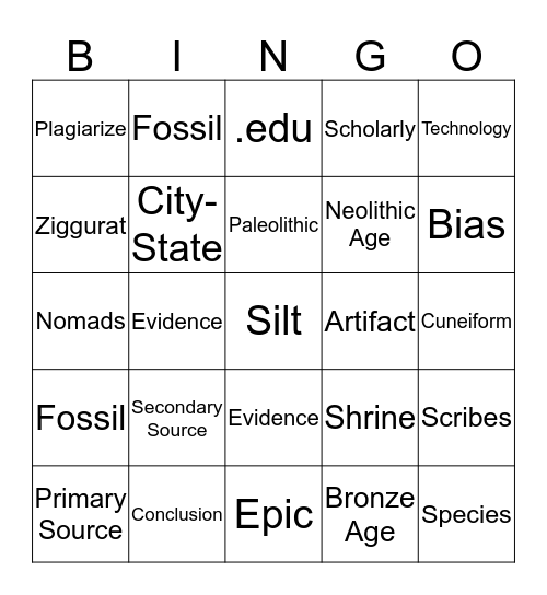 World History Bingo! Bingo Card
