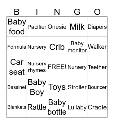 BABY SHOWER! Bingo Card