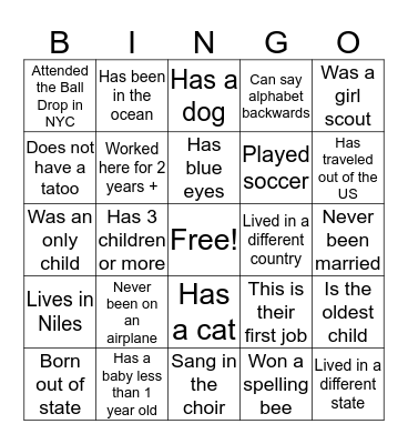 Hampton Team Member BINGO Card