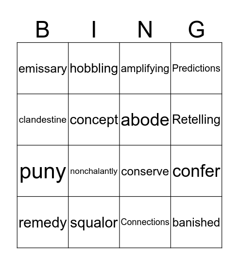 Final Review Bingo Card