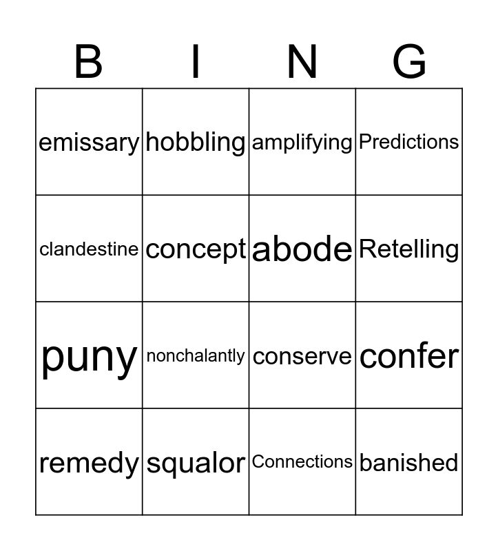 Final Review Bingo Card