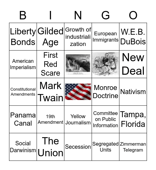 US HISTORY - Mid Term Exam Bingo Card