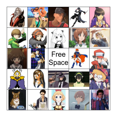 Favorite Character Bingo Card