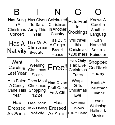 Christmas Bingo Card