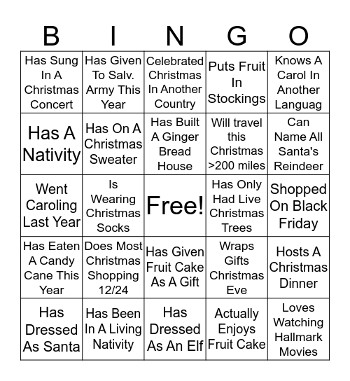 Christmas Bingo Card