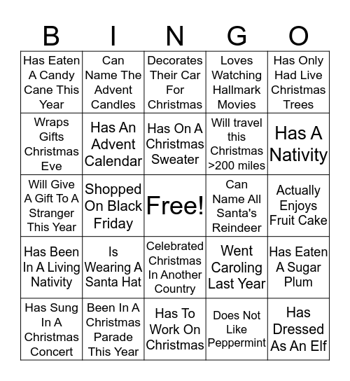 Christmas Bingo Card